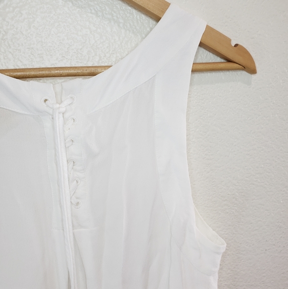 Maeve Anthropology White Lace Up Tank Top Size 8 - Picture 9 of 12